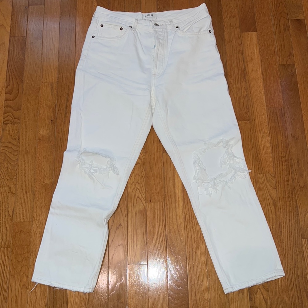 AGOLDE white ripped jeans
